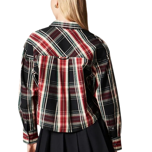J. Crew Étienne Cropped Shirt Stewart Tartan Cotton Poplin Plaid Women's S NWT - Picture 2 of 11